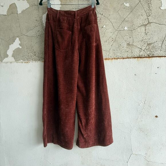 Corduroy Wide Leg Pants Rust Vintage Inspired Fall Fit Indie Style Size 6 - Picture 4 of 6